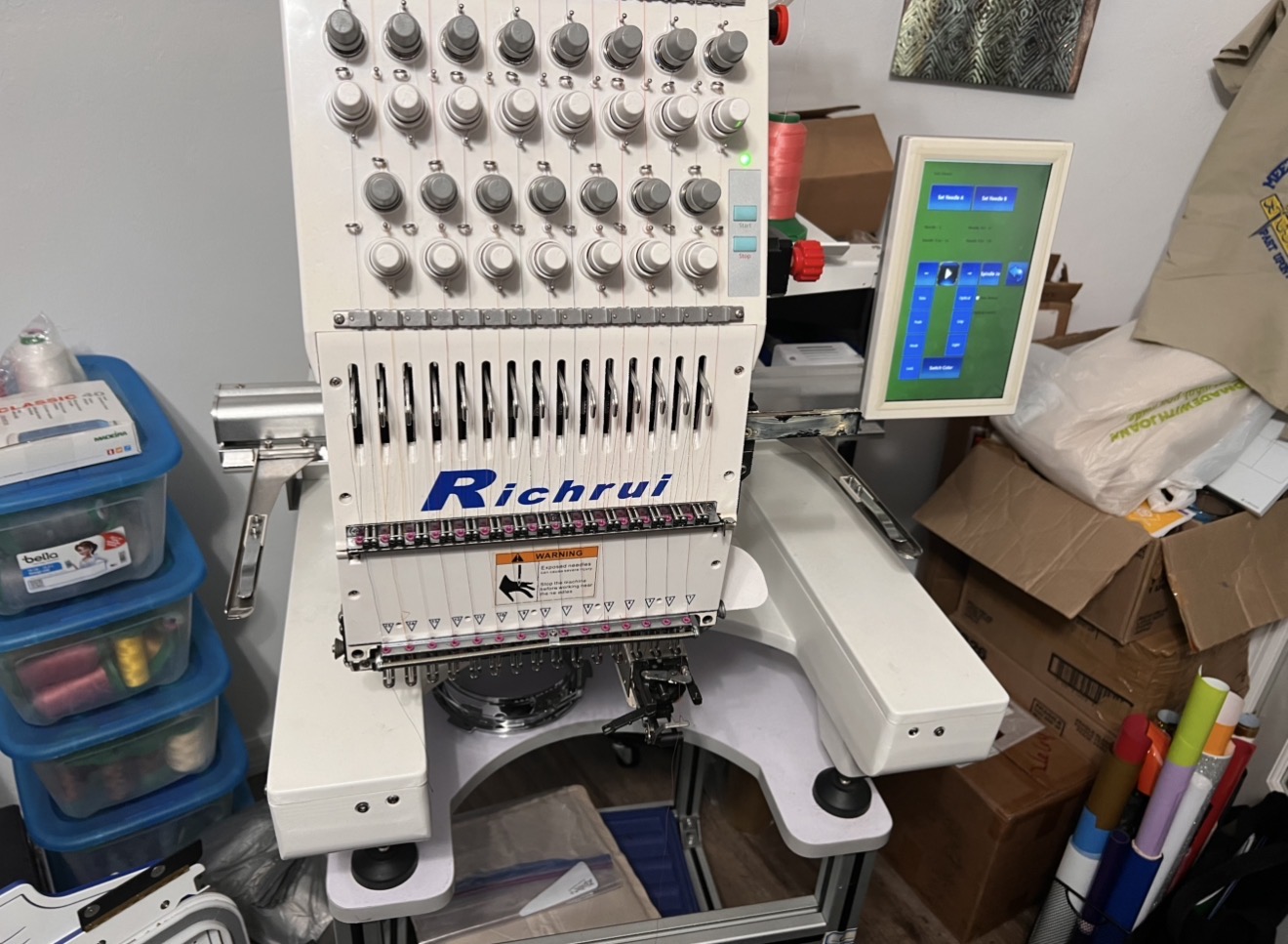 Sewing machine timing calibration for embroidery and quilting