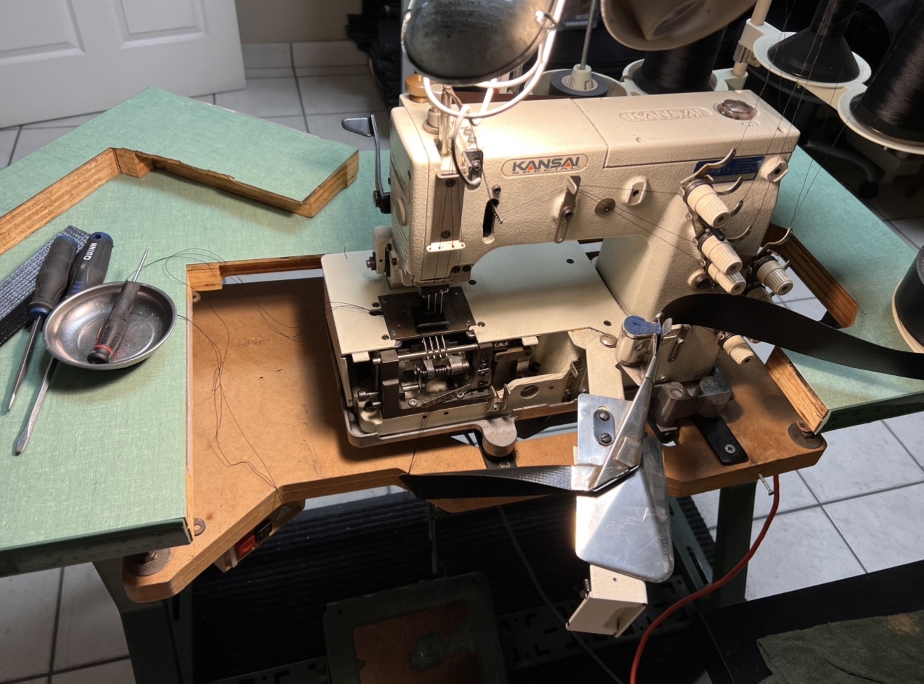 Service check on industrial Janome and Pfaff sewing machines